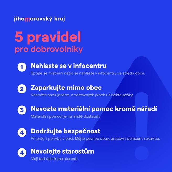 Informace pro dobrovolníky pro jižní Moravu