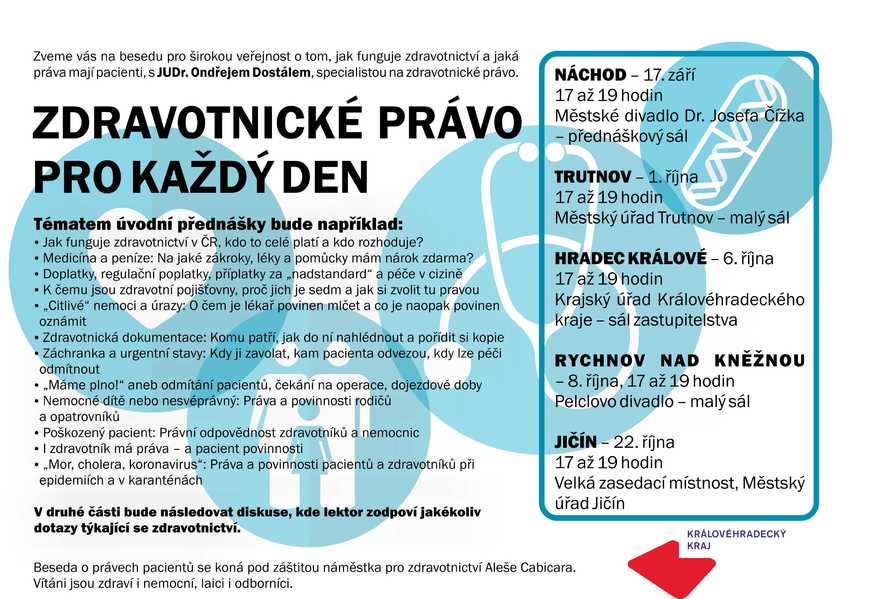 Jak funguje zdravotnictví a jaká práva mají pacienti. Nejen to se dozvíte na besedě s Ondřejem Dostálem