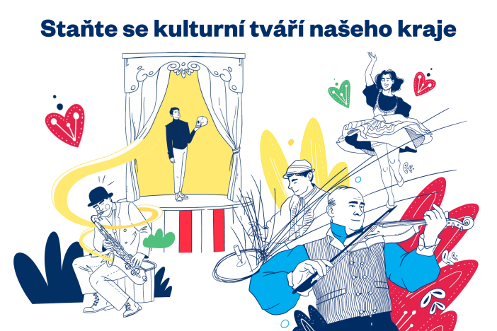 Lidé představující tradici, hudbu v kraji.