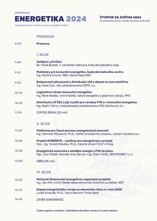 Konference Energetika 2024: V Hradci Králové budou znovu debatovat špičky v oboru energetiky