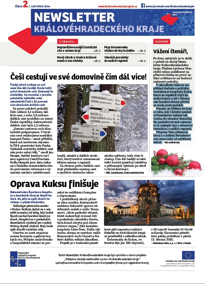 Ke stažení: Vyšlo listopadové číslo Newsletteru Královéhradeckého kraje