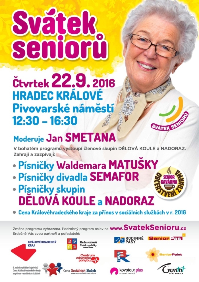 V Hradci se tento týden uskuteční Svátek seniorů. Zazní písně Waldemara Matušky či divadla Semafor