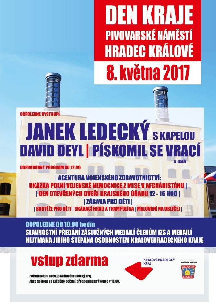 V Hradci Králové se v pondělí uskuteční oslavy Dne kraje